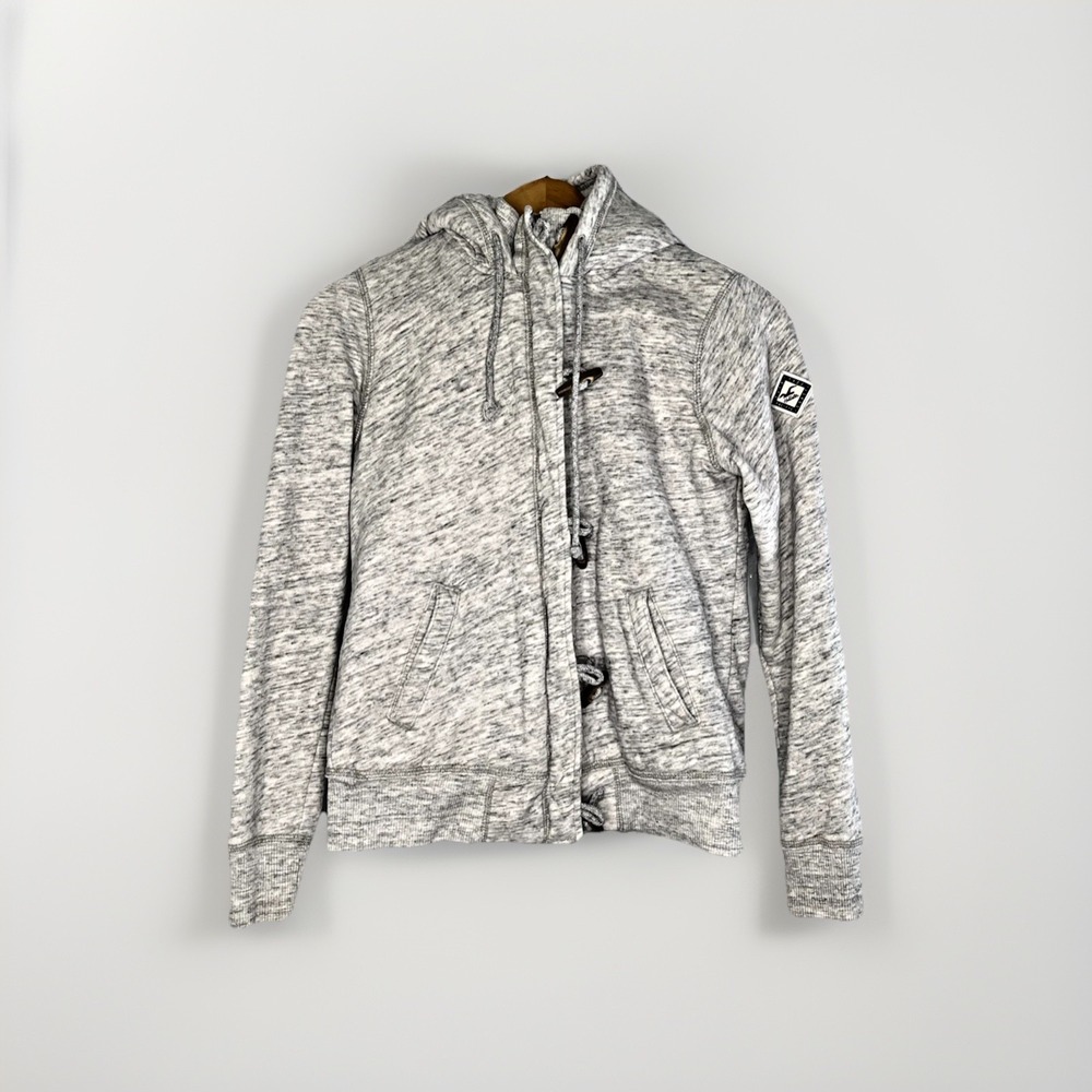 HOLLISTER‎ Gray Sherpa Lined Hoodie Size Medium Wood Buttons